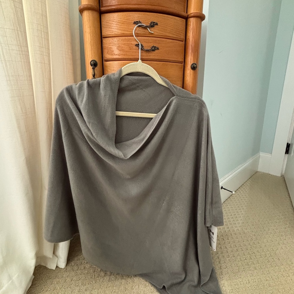 Gray Cowl Neck Poncho - Simply Southern Steel Color